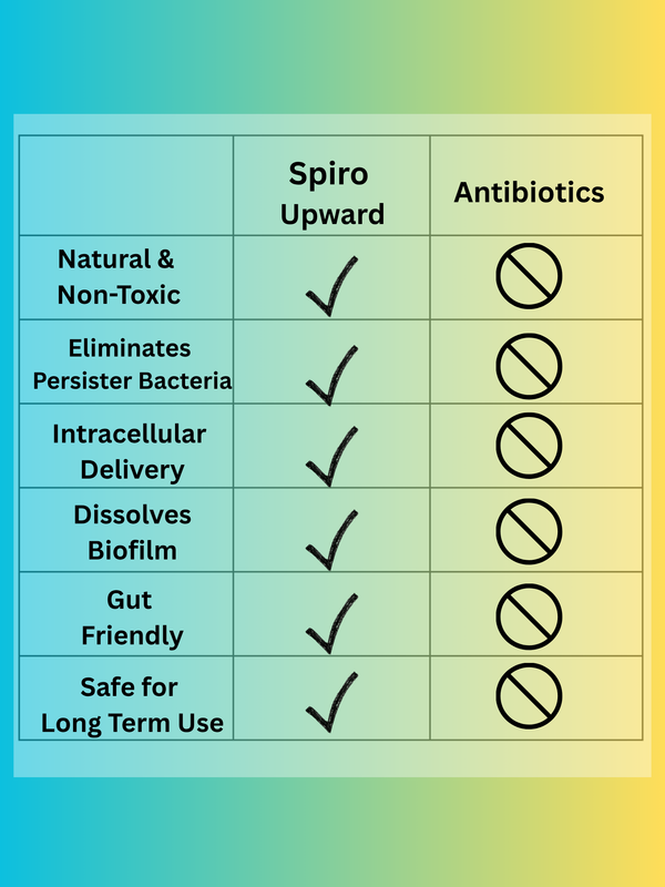 Spiro Upward vs Antibiotics comparison chart