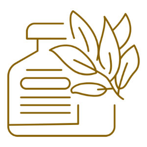 Outline of a bottle with leaves on a white background